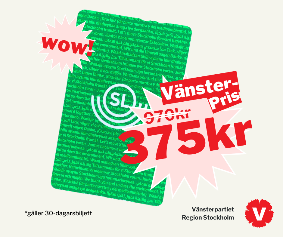 "Reklambild" om sänkt pris på SL-kortet till 375 kr